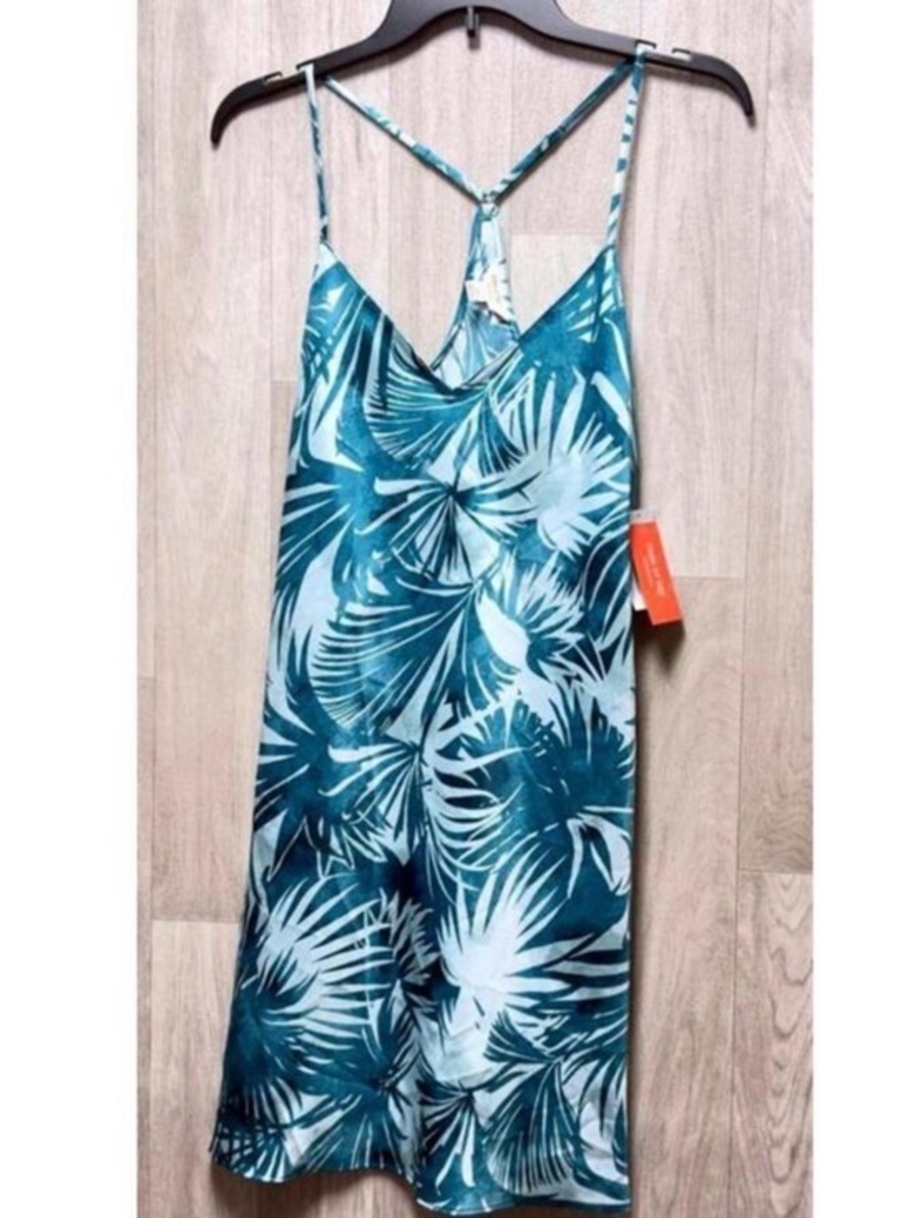 Macy's Teal & White Tropical Print Chemise